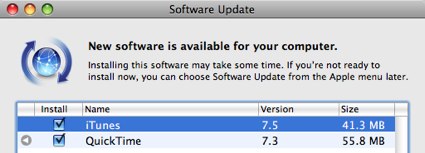 iTunes 7.5 and QuickTime 7.3 Updated