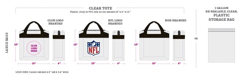 NFL All Clear Tote Bag Sizes