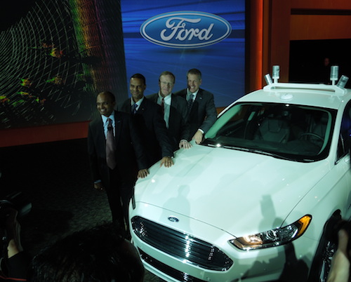 Raj Nair from Ford with the Ford Fusion Hybrid Research Vehicle