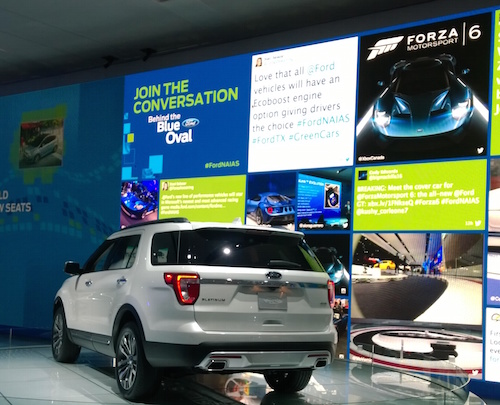 Ford Motor Company NAIAS 2015 Booth Social Media Wall