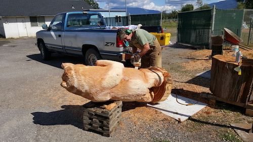 Wood Carver Bear Statue In Salmon Arm
